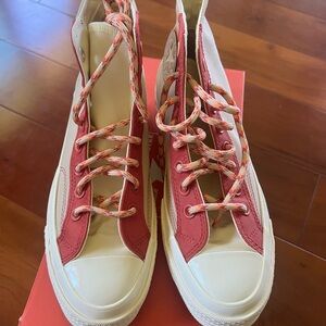 Converse High-Tops with Pink and Cream Design
